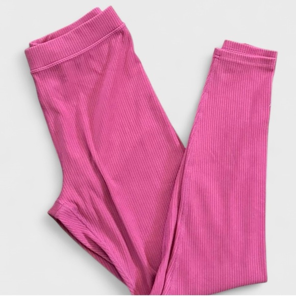 ALO Blissful 7/8 Ribbed Leggings High-Waist Pink Small EUC - Picture 1 of 8